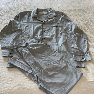 J.Crew Light White & Blue Striped Unisex Button-Up Pajama Set BNWT L